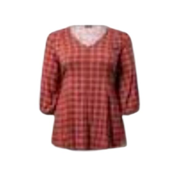 TORRID FIT & FLARE Red & Black Plaid Rayon Slub Button- Up Shirt Size 3X - Picture 3 of 14